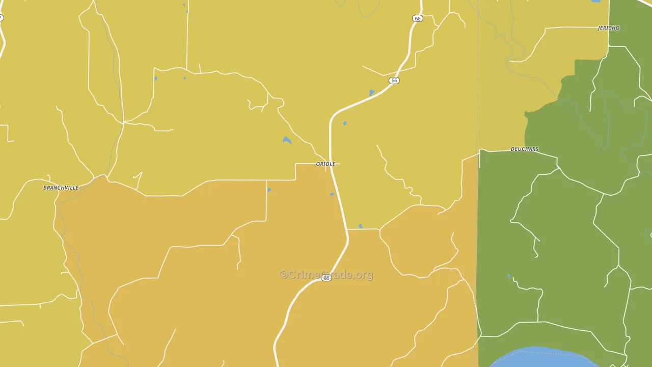 Oriole, IN Map of Vehicle Theft Rates