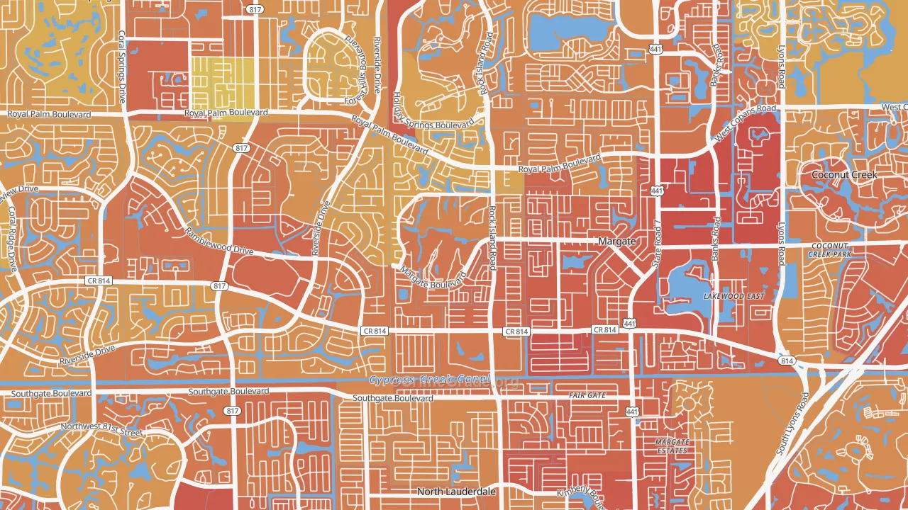 Oriole Margate Golf Course, Margate, FL Map of Vehicle Theft Rates