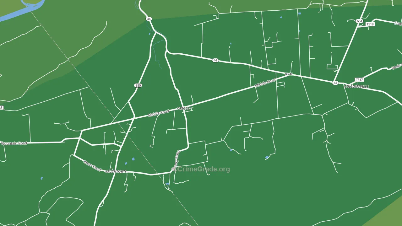 Oriole, PA Map of Vehicle Theft Rates