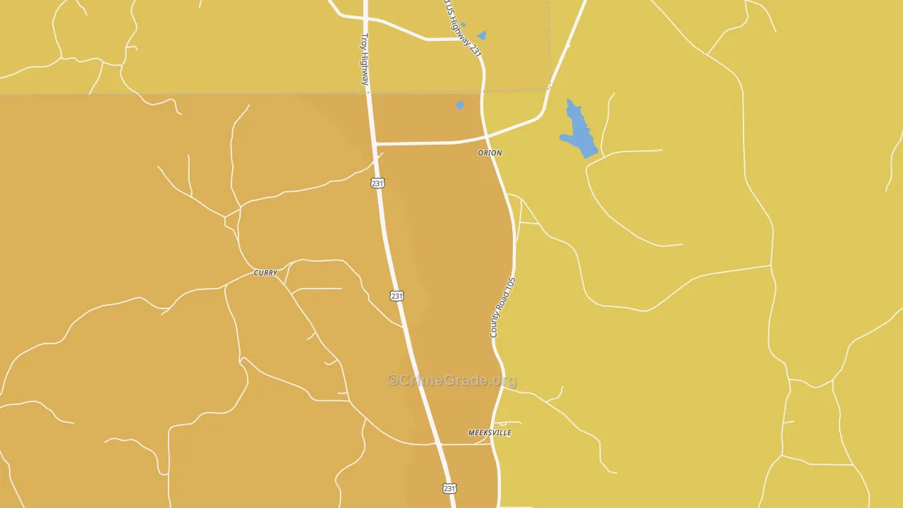 Orion, AL Map of Vehicle Theft Rates