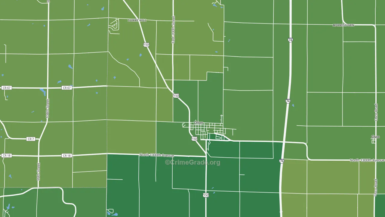 Orion, IL Map of Vehicle Theft Rates