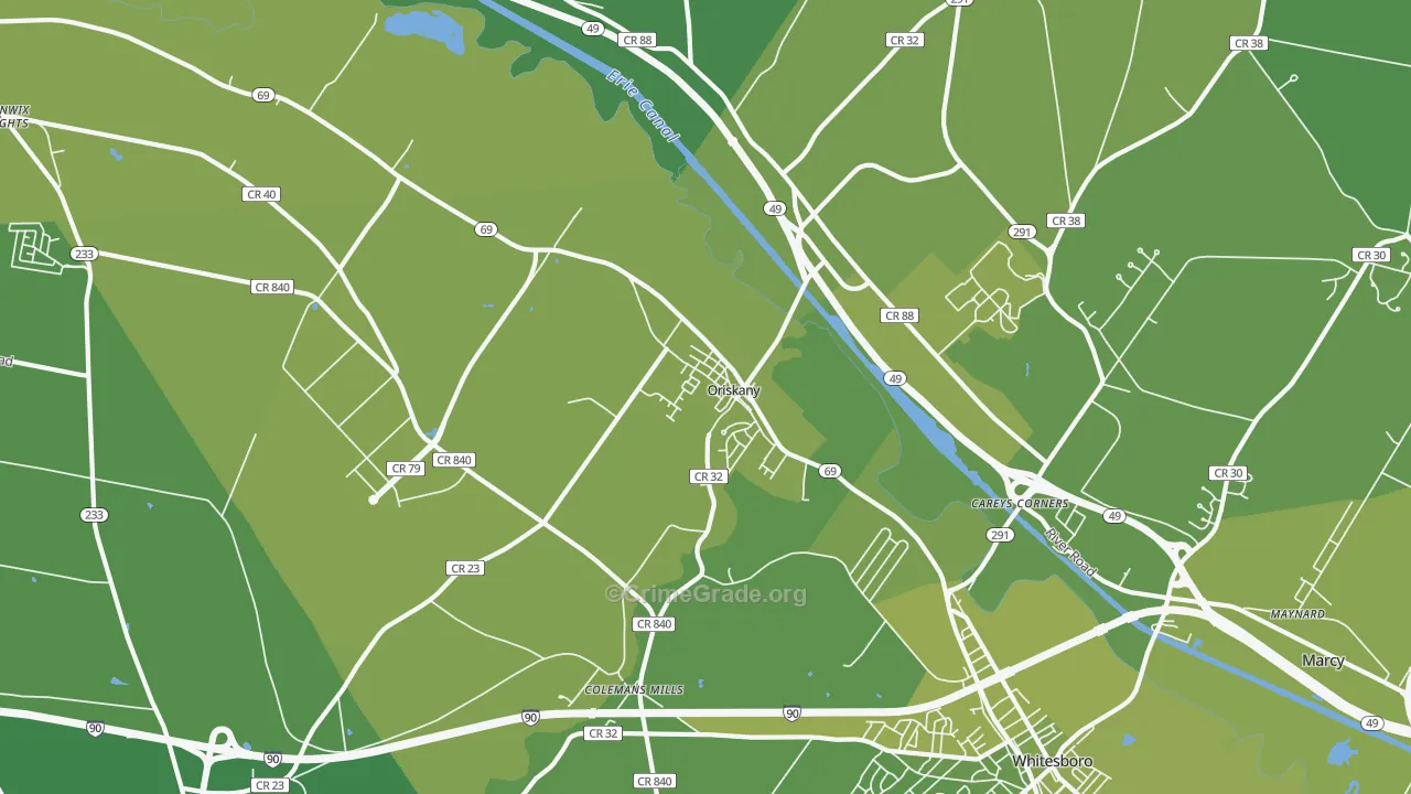 Oriskany, NY Map of Vehicle Theft Rates