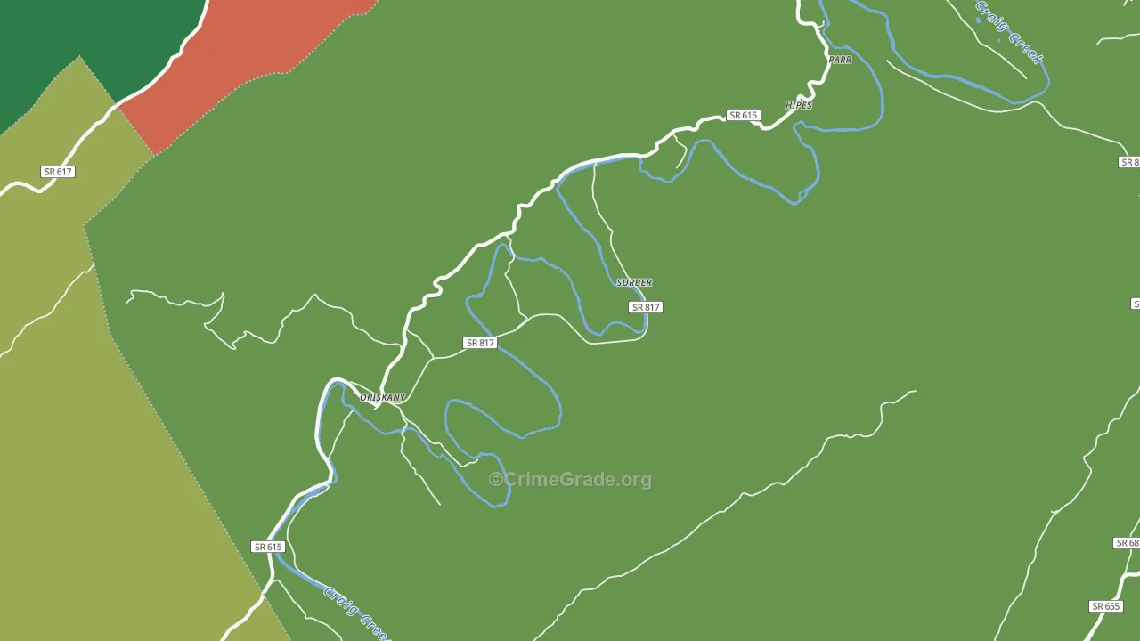Oriskany, VA Map of Vehicle Theft Rates