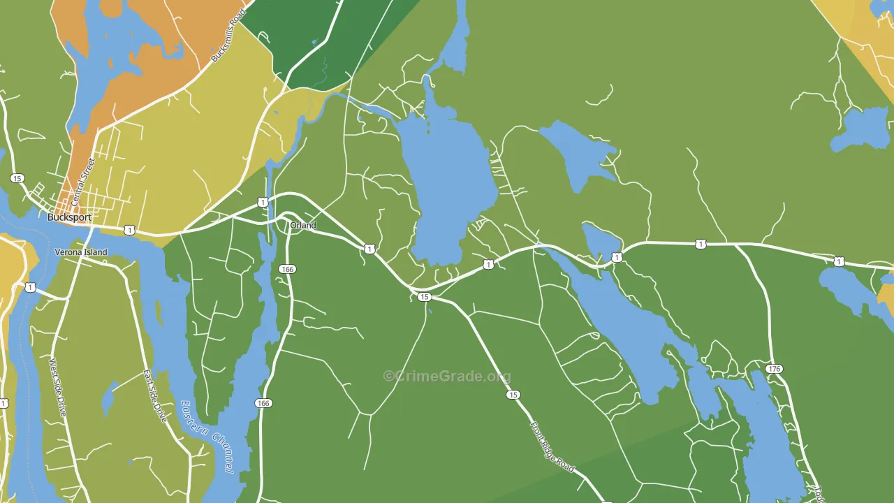 Orland, ME Map of Vehicle Theft Rates