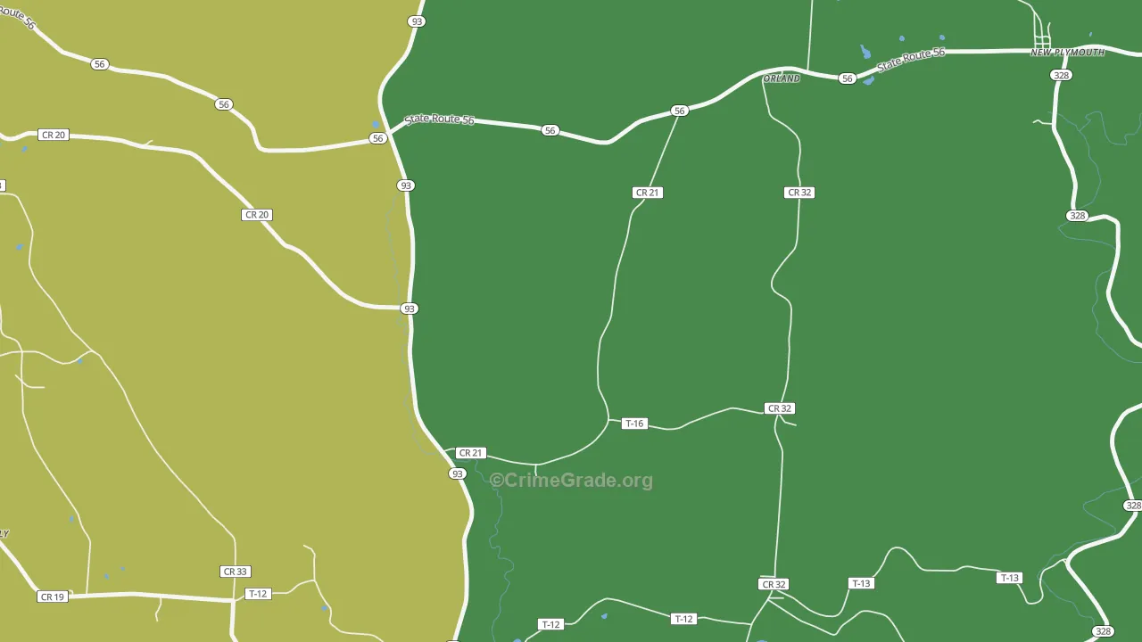 Orland, OH Map of Vehicle Theft Rates