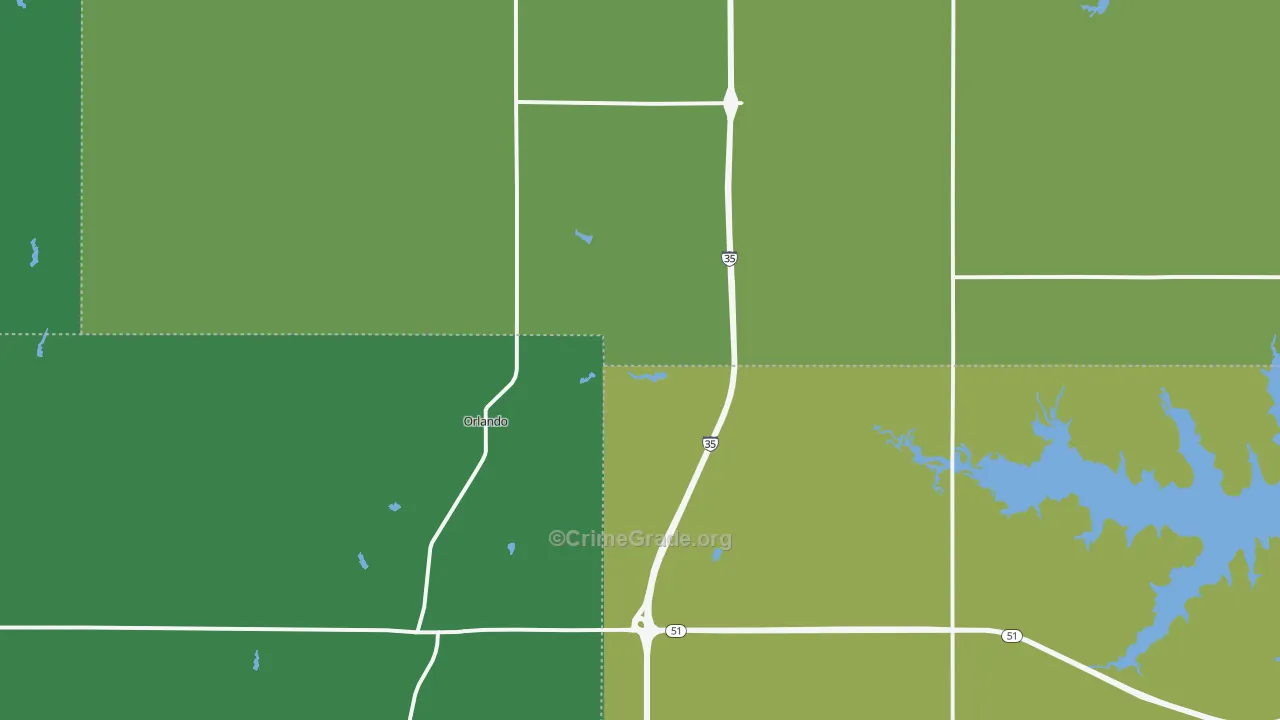 Orlando, OK Map of Vehicle Theft Rates