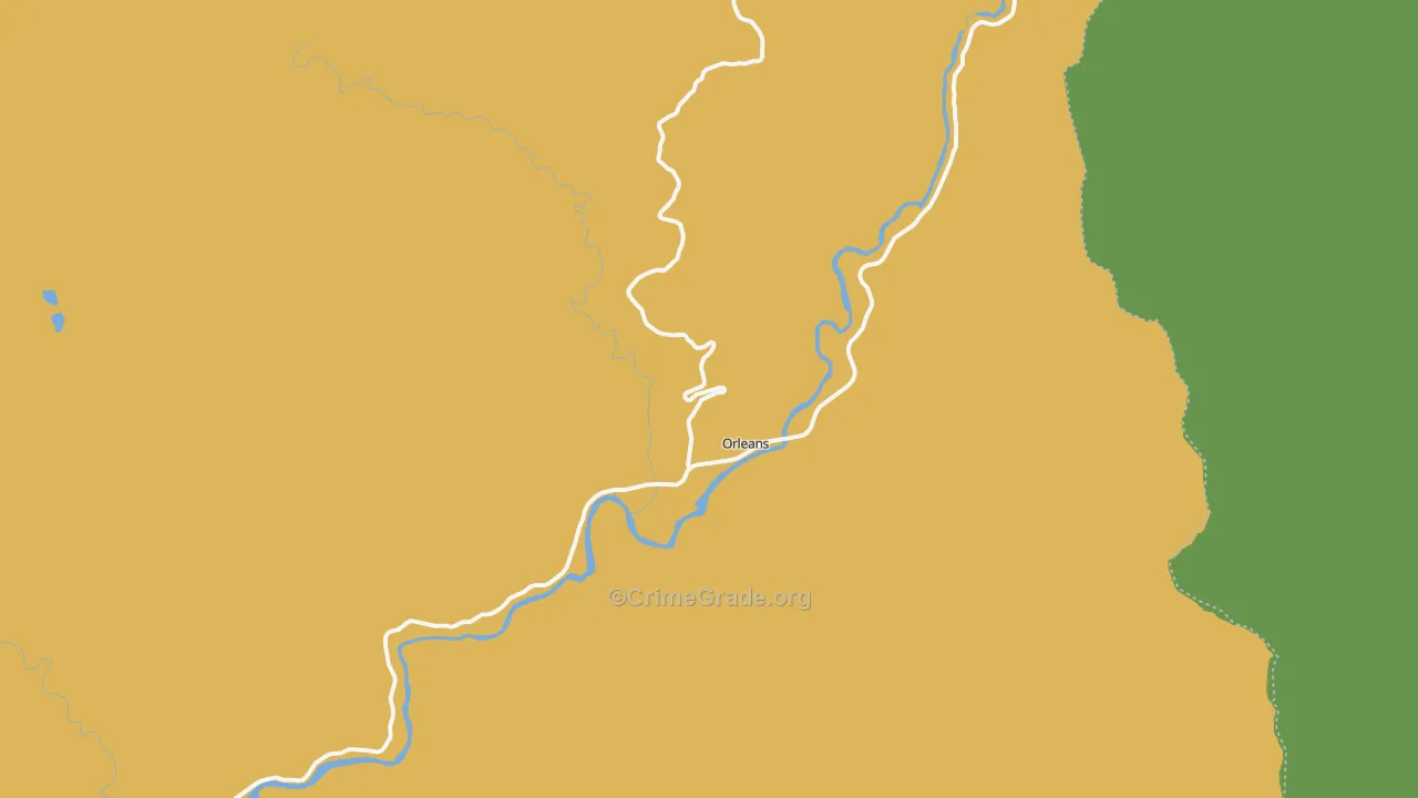 Orleans, CA Map of Vehicle Theft Rates