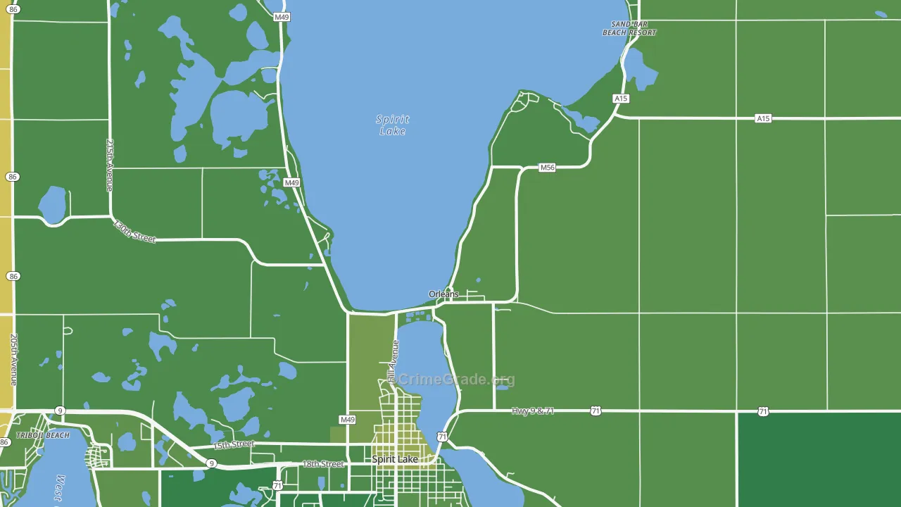 Orleans, IA Map of Vehicle Theft Rates