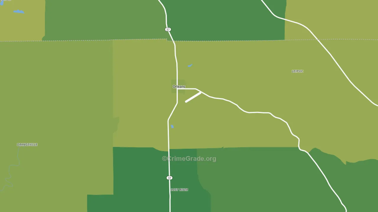 Orleans, IN Map of Vehicle Theft Rates