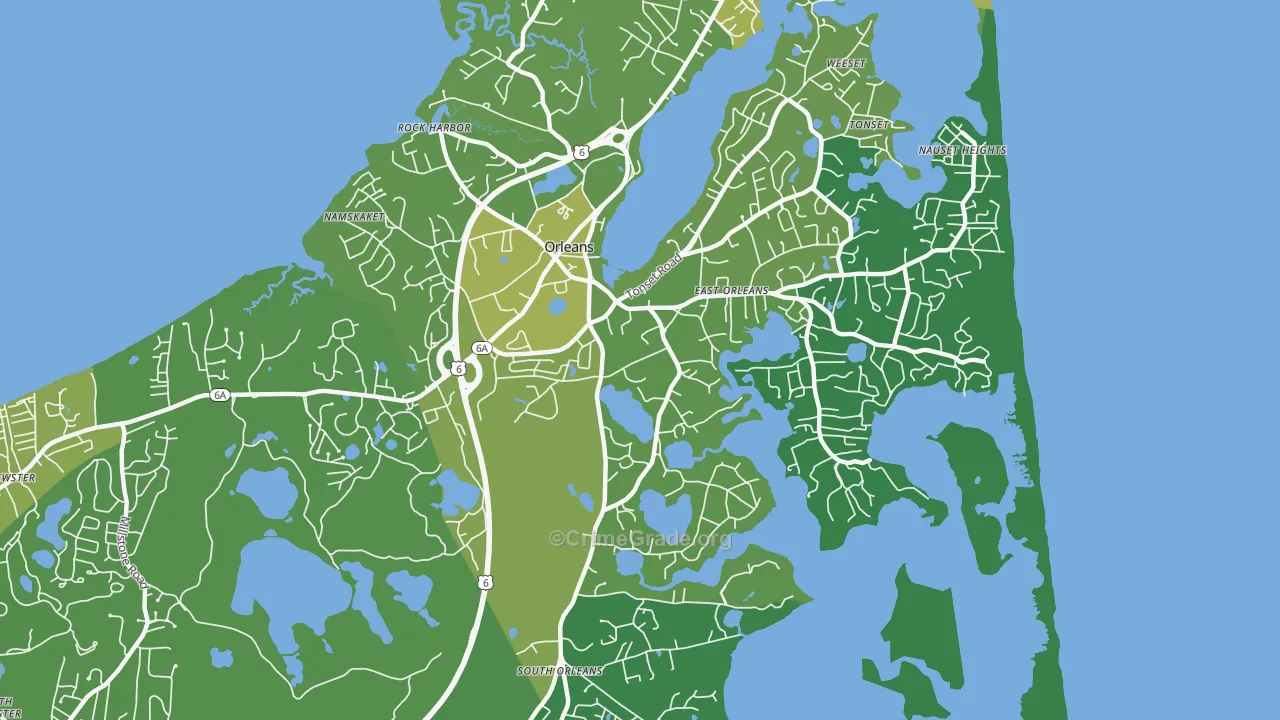 Orleans, MA Map of Vehicle Theft Rates