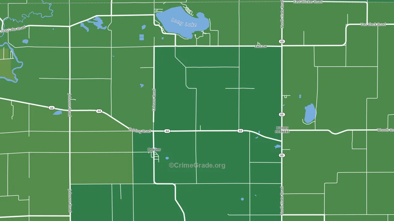 Orleans, MI Map of Vehicle Theft Rates