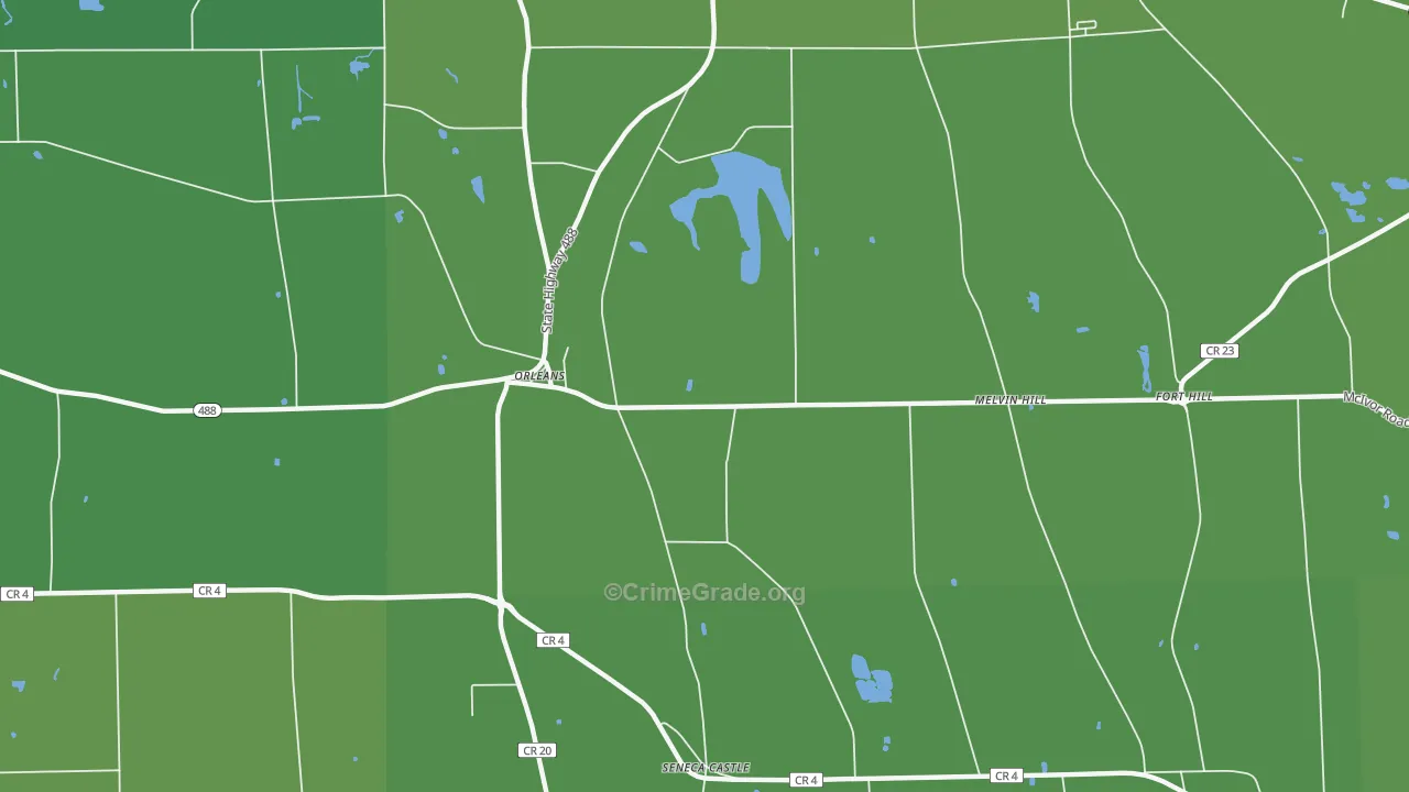 Orleans, NY Map of Vehicle Theft Rates