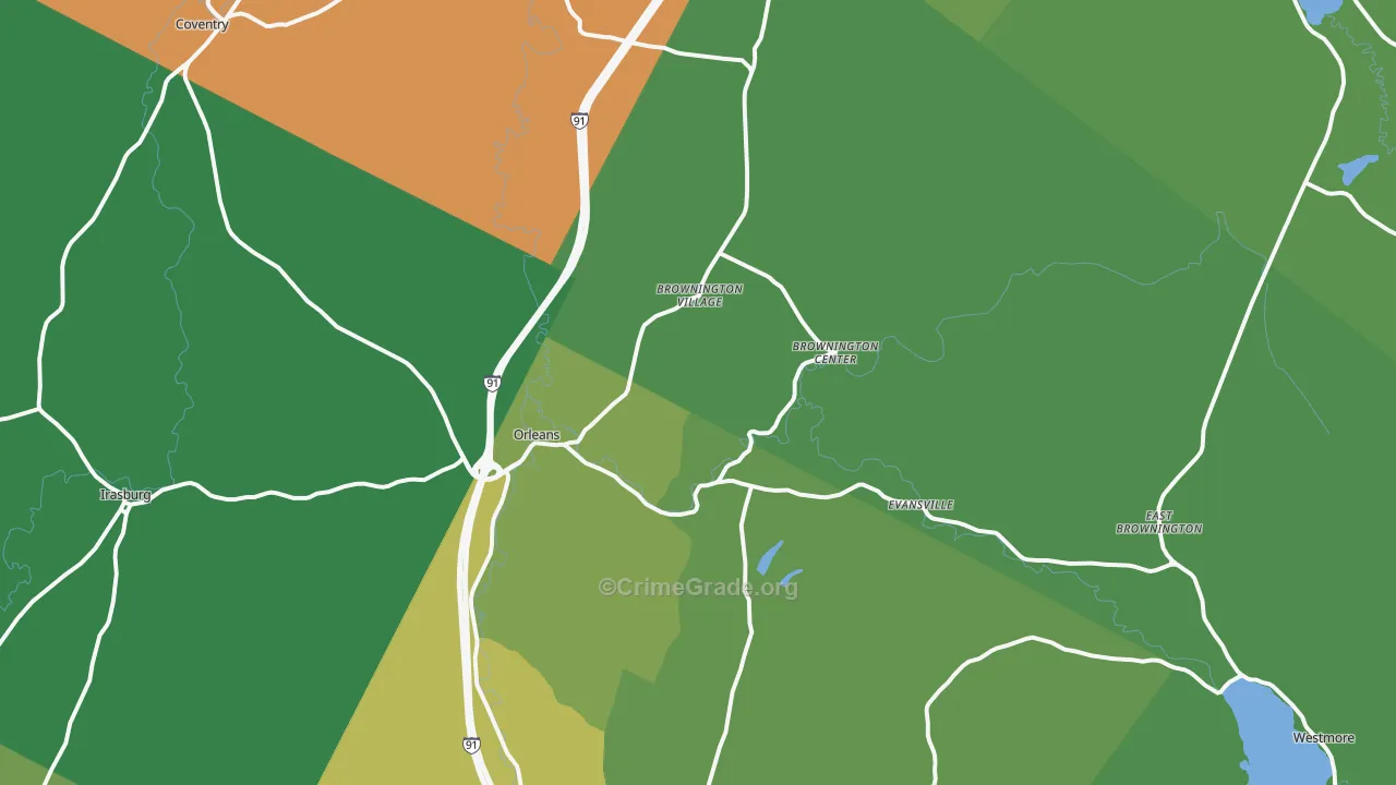 Orleans, VT Map of Vehicle Theft Rates