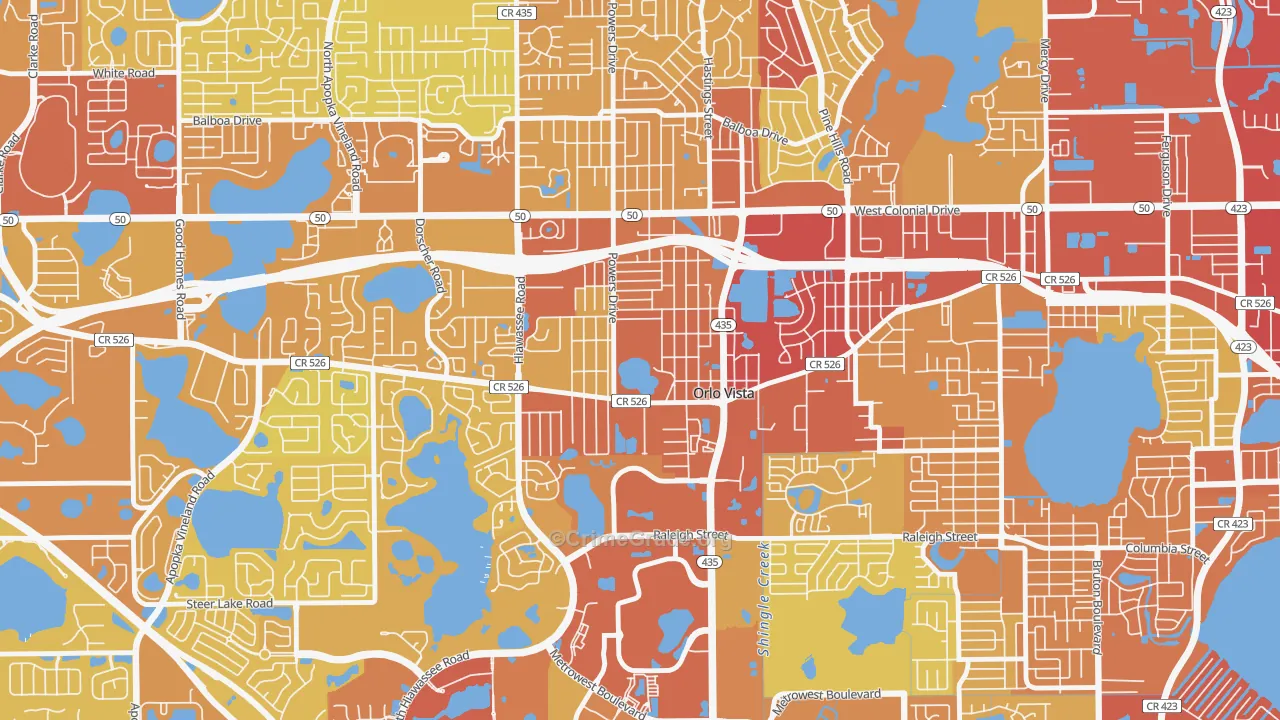 Orlovista, FL Map of Vehicle Theft Rates