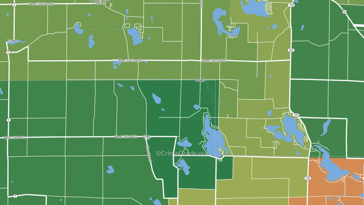 Ormas, IN Map of Vehicle Theft Rates