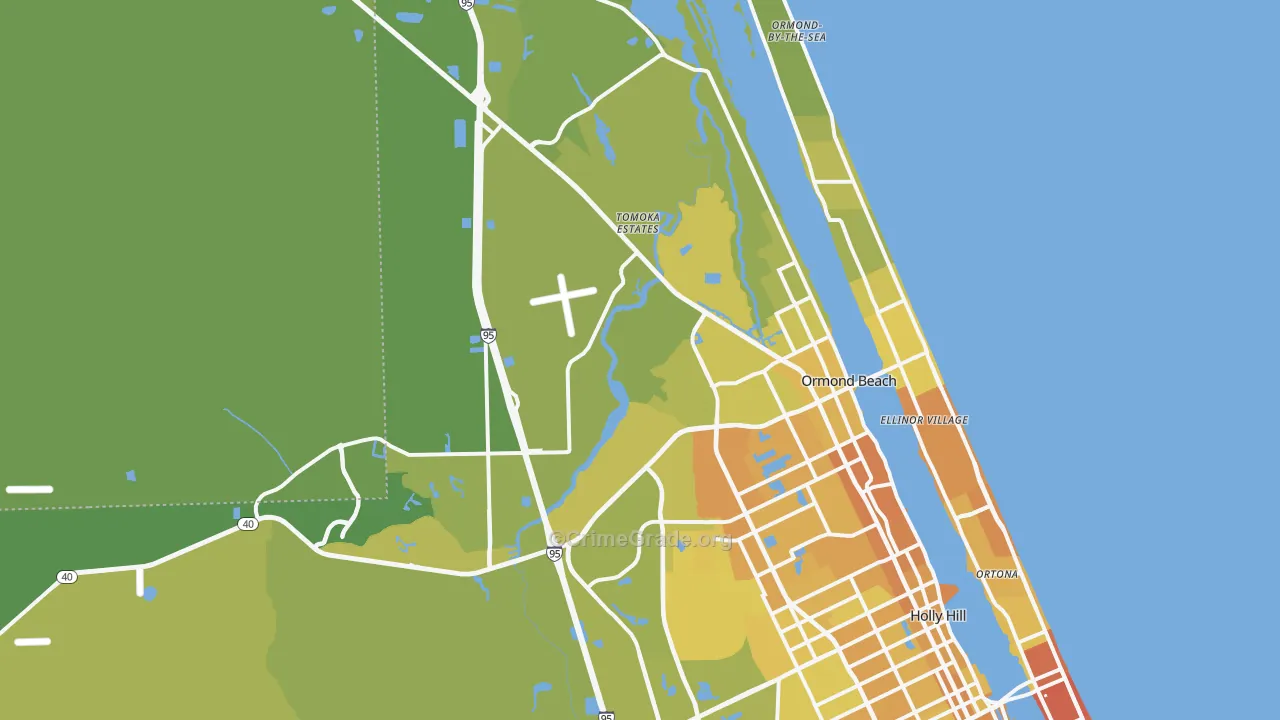 Ormond Beach, FL Map of Vehicle Theft Rates
