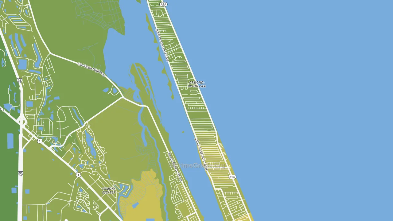 Ormond-by-the-Sea, FL Map of Vehicle Theft Rates