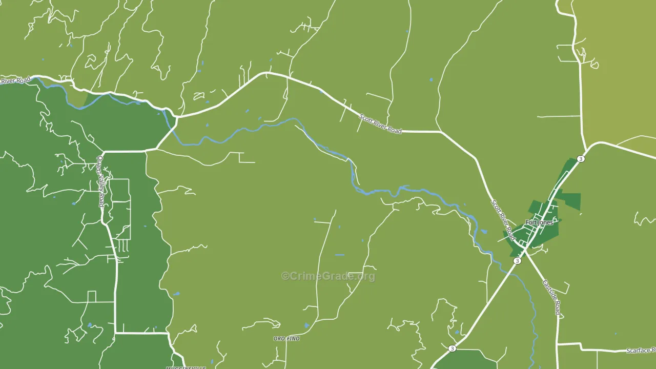 Oro Fino, CA Map of Vehicle Theft Rates