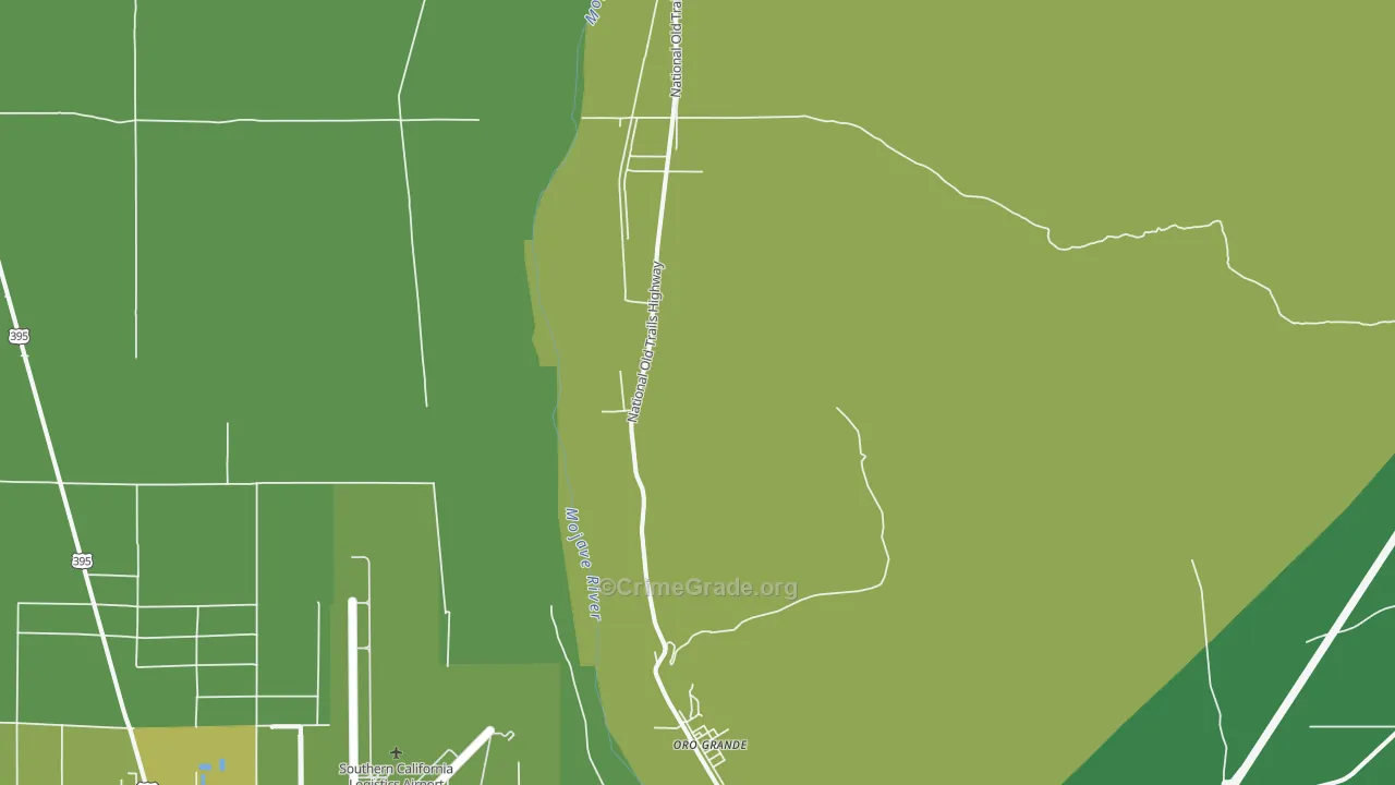 Oro Grande, CA Map of Vehicle Theft Rates