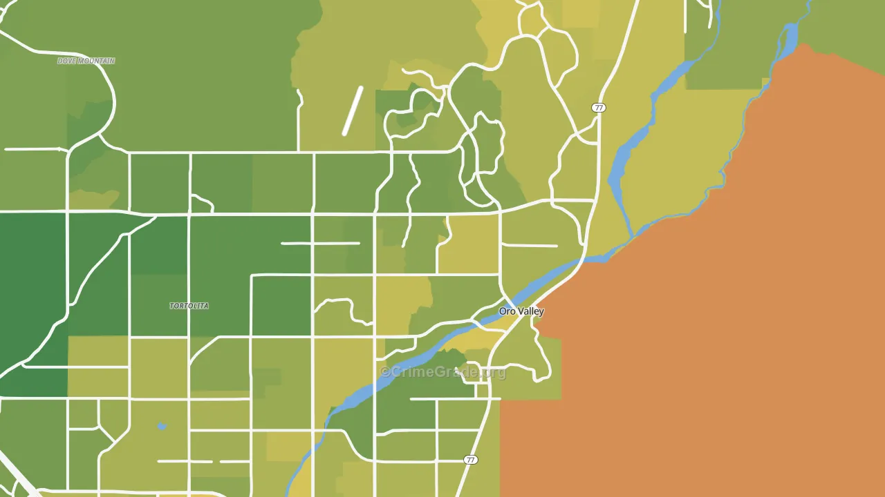 Oro Valley, AZ Map of Vehicle Theft Rates
