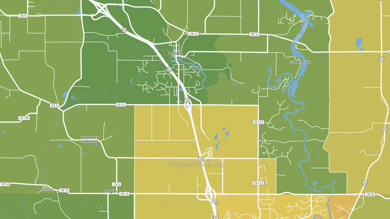 Oronoco, MN Map of Vehicle Theft Rates