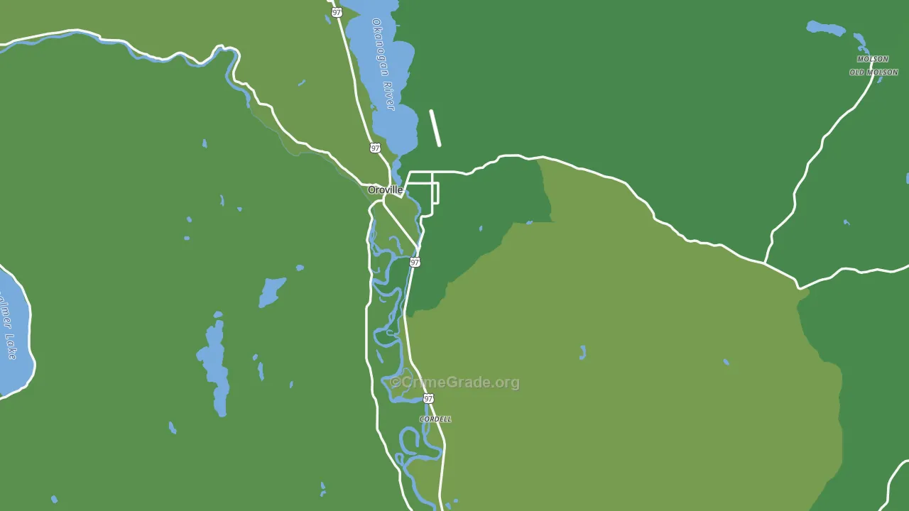 Oroville, WA Map of Vehicle Theft Rates