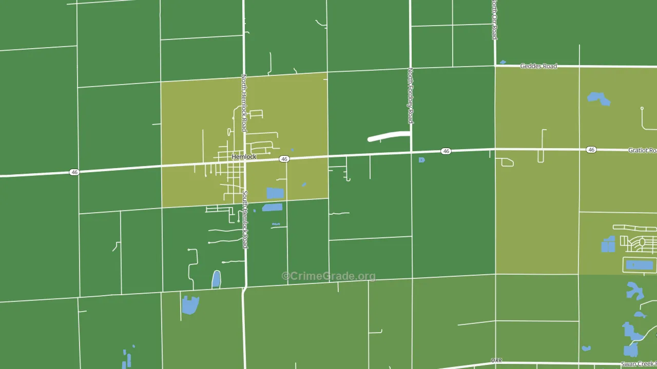 Orr, MI Map of Vehicle Theft Rates