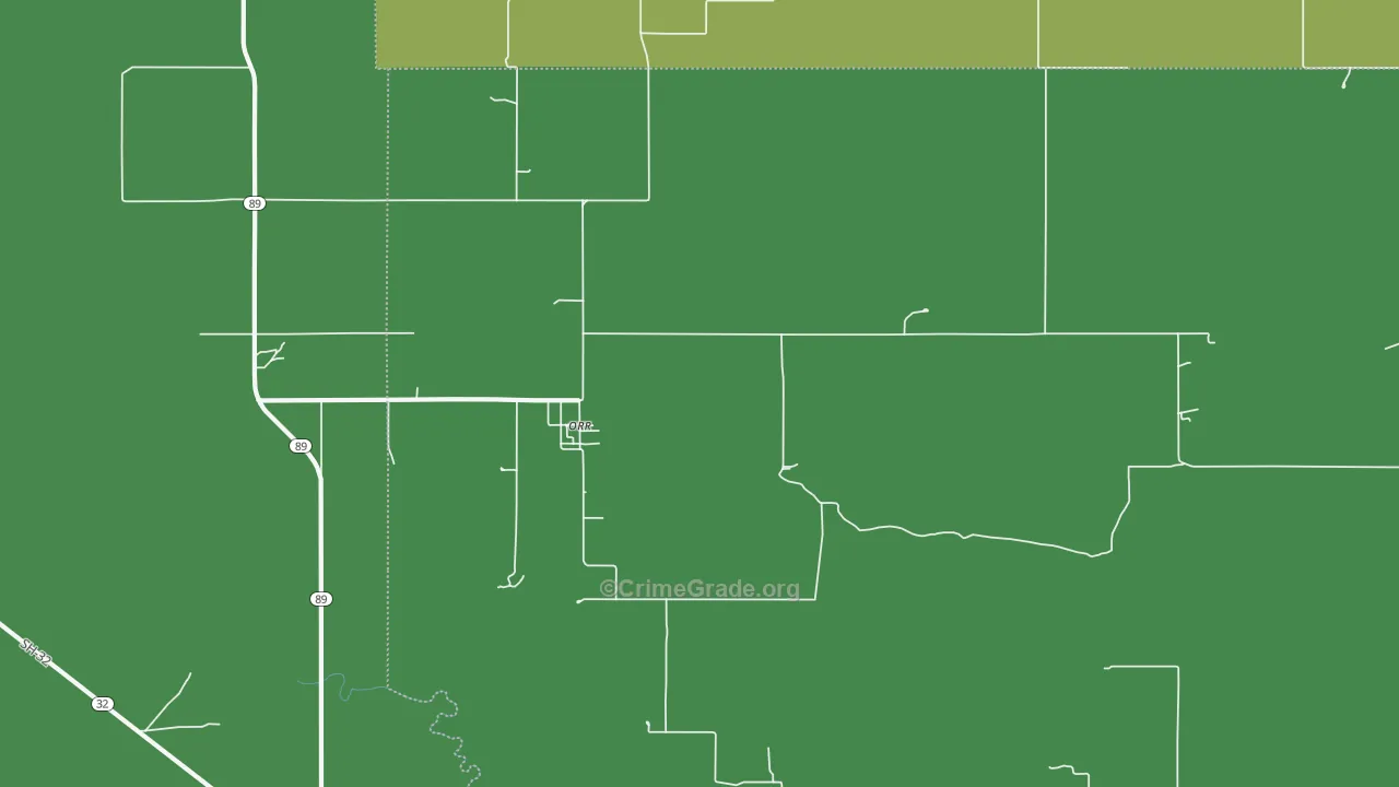 Orr, OK Map of Vehicle Theft Rates