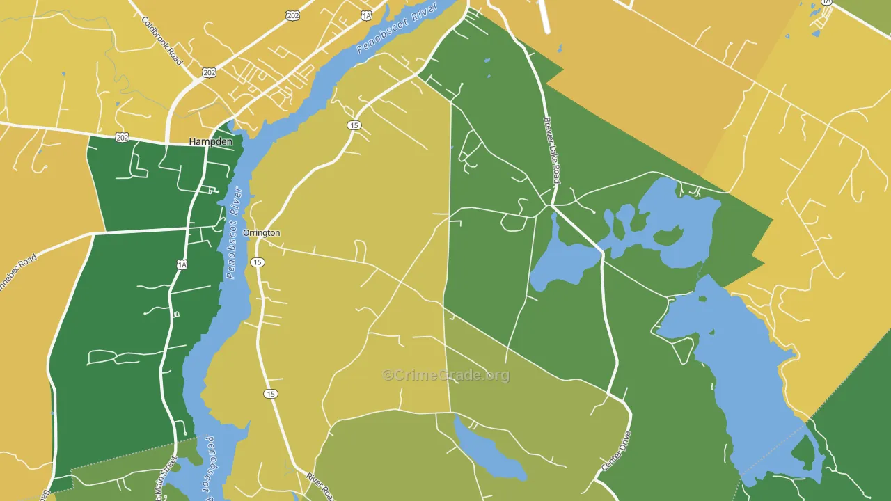 Orrington, ME Map of Vehicle Theft Rates