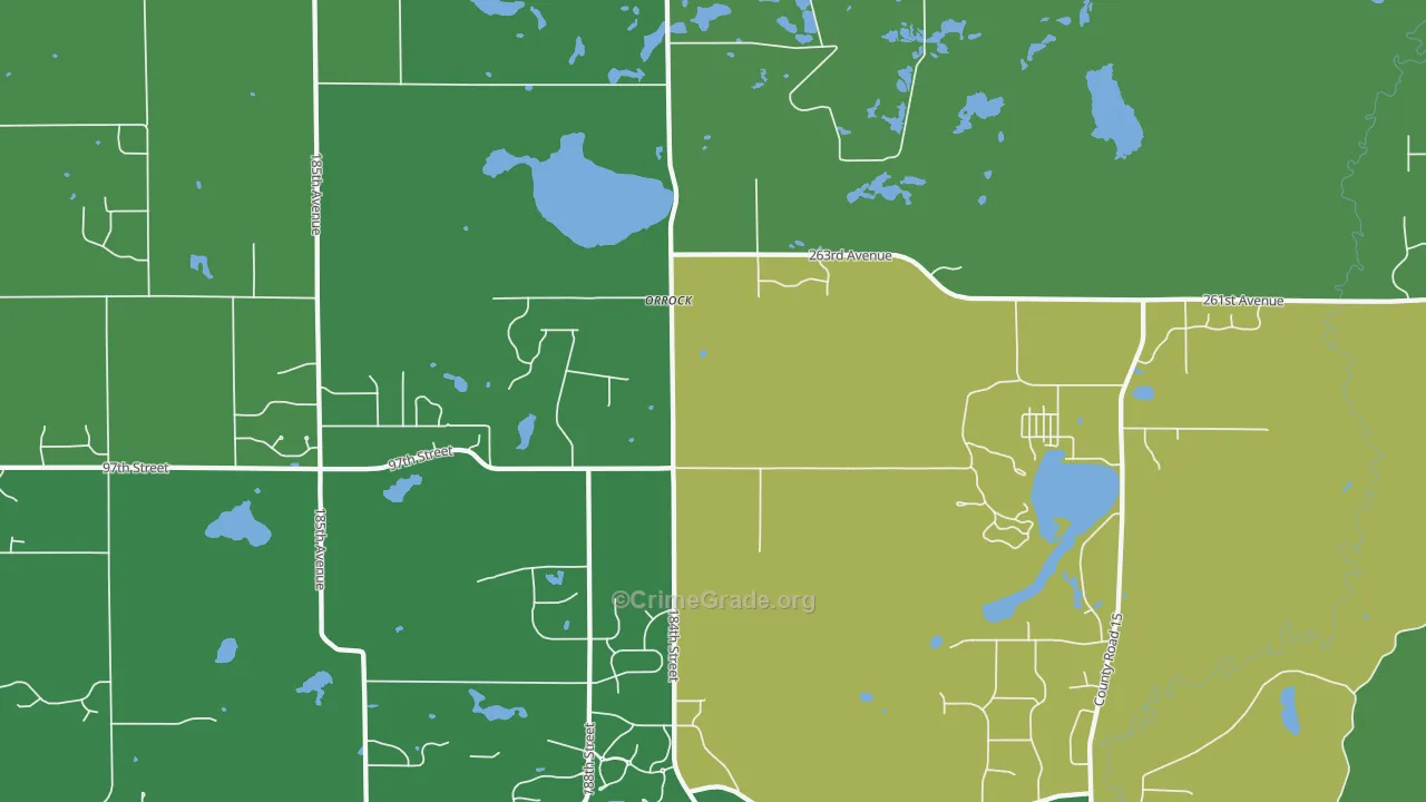 Orrock, MN Map of Vehicle Theft Rates