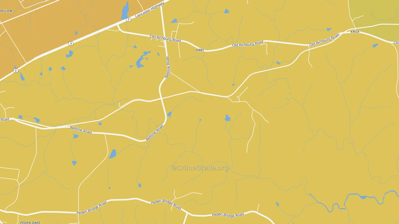 Orrs, SC Map of Vehicle Theft Rates