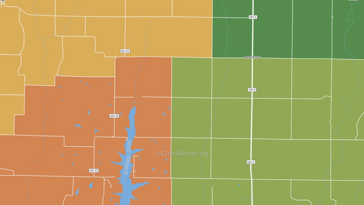 Orrsburg, MO Map of Vehicle Theft Rates