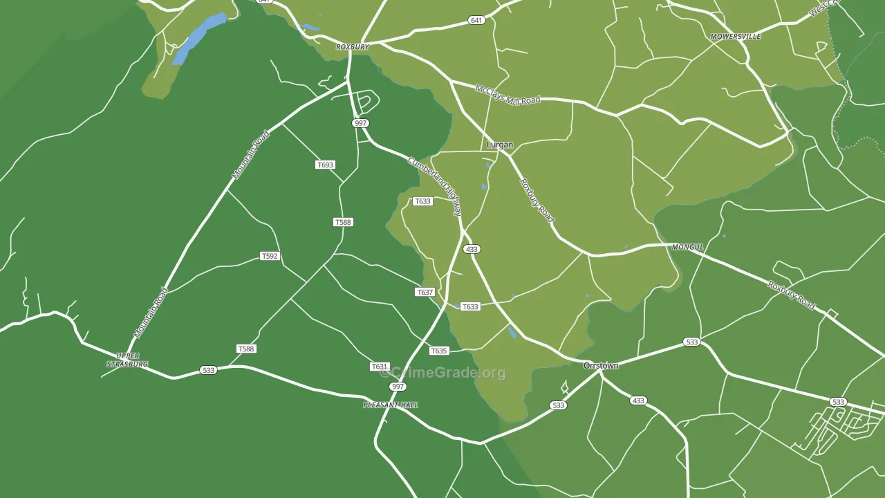 Orrstown, PA Map of Vehicle Theft Rates