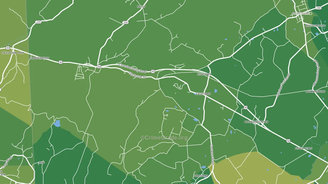 Orrtanna, PA Map of Vehicle Theft Rates