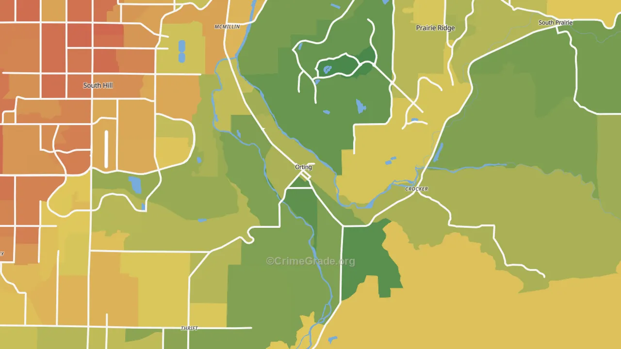 Orting, WA Map of Vehicle Theft Rates