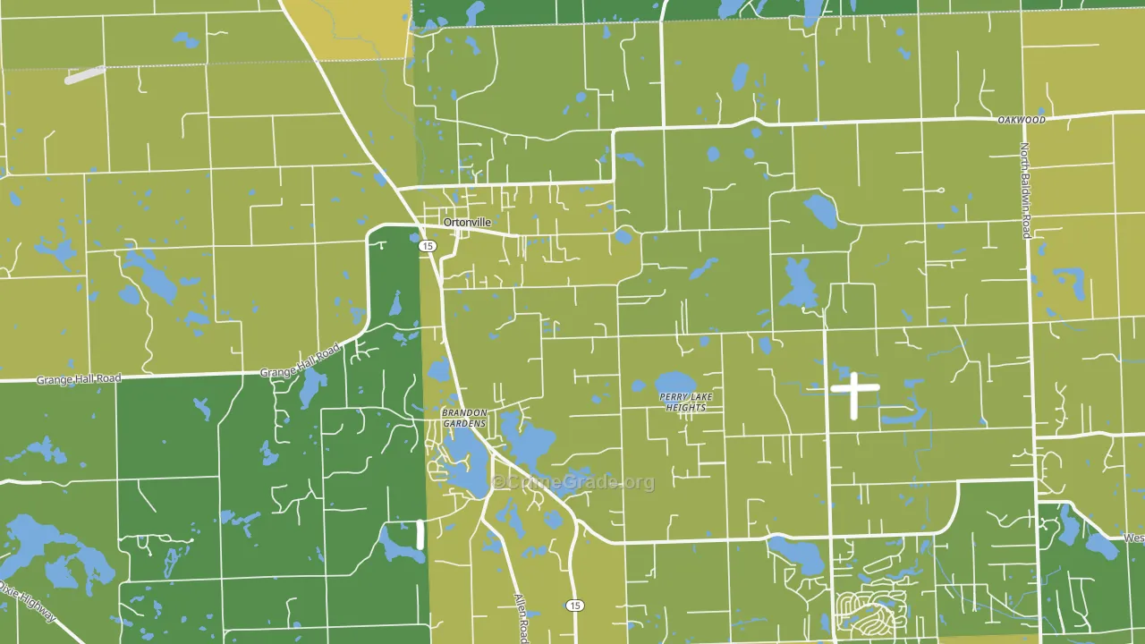 Ortonville, MI Map of Vehicle Theft Rates