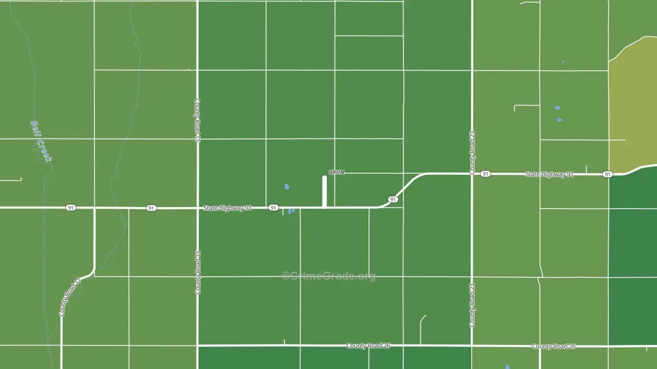 Orum, NE Map of Vehicle Theft Rates