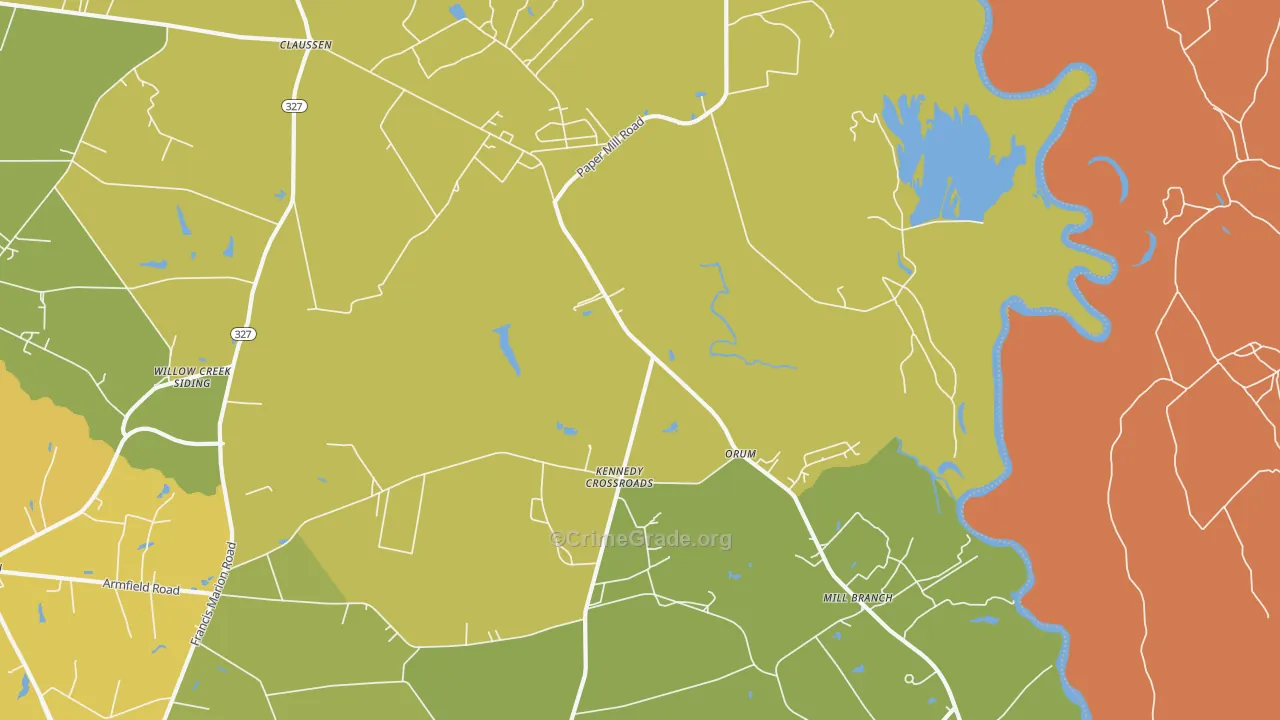 Orum, SC Map of Vehicle Theft Rates