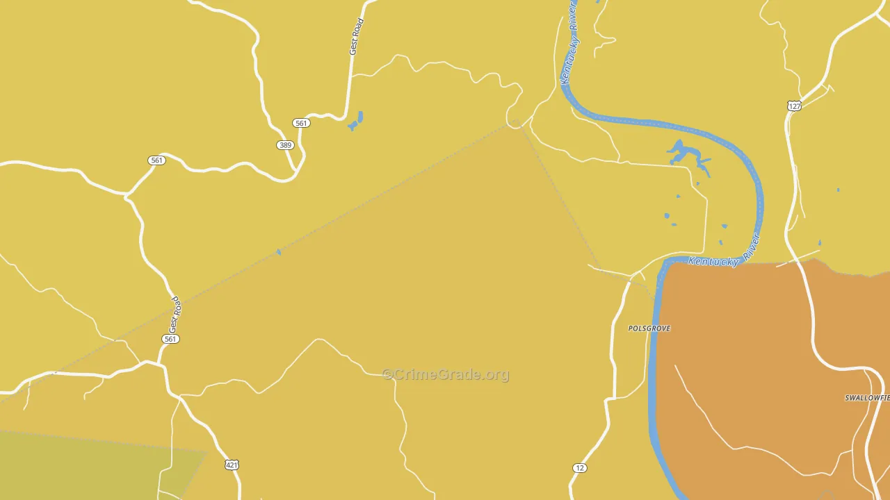 Orville, KY Map of Vehicle Theft Rates