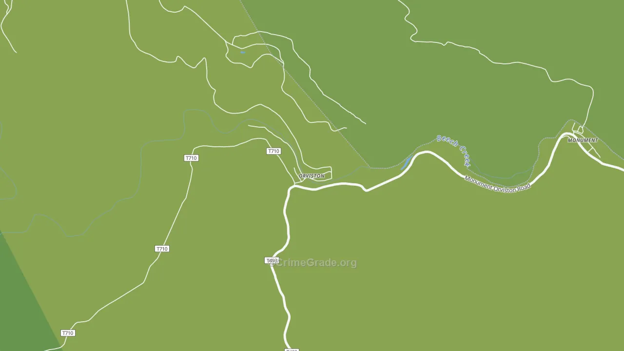 Orviston, PA Map of Vehicle Theft Rates