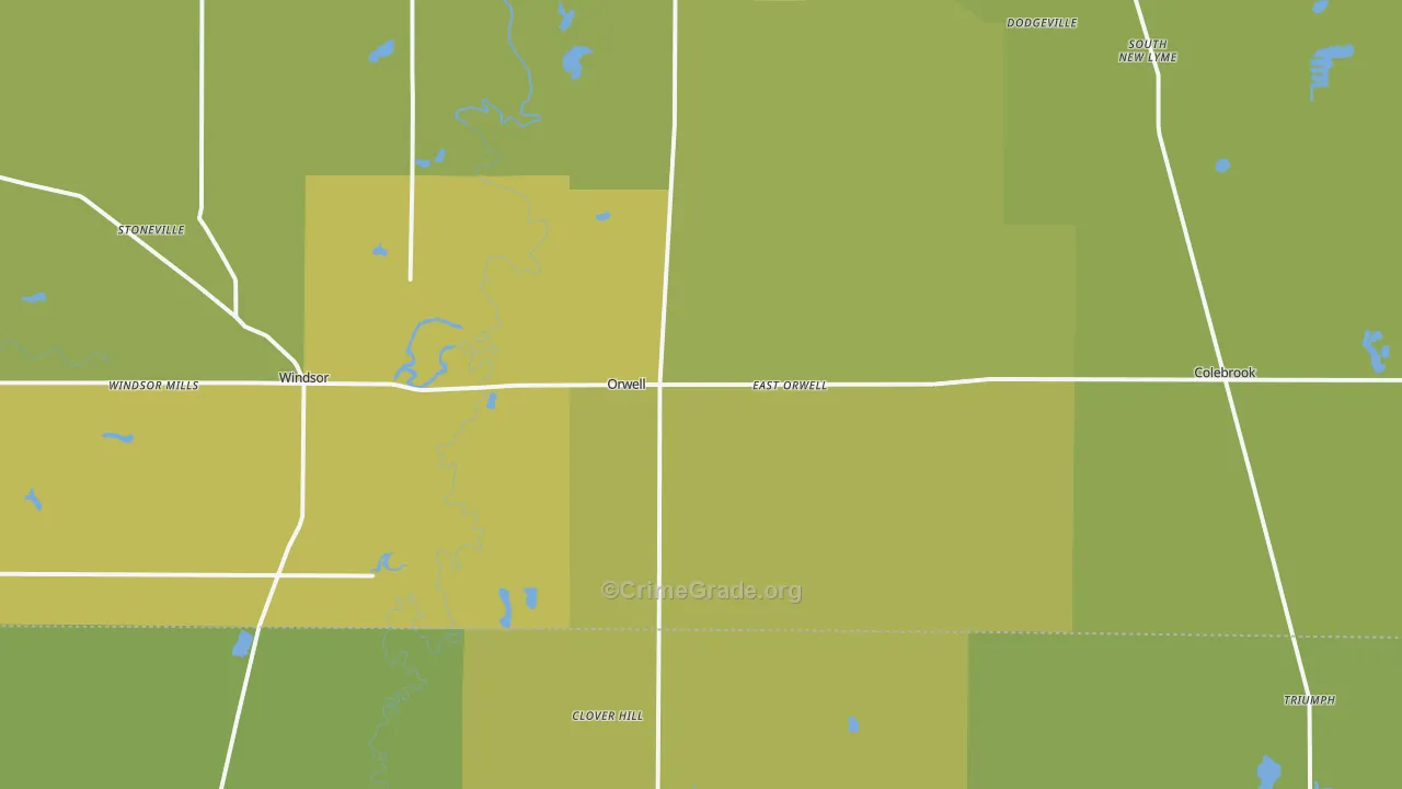 Orwell, OH Map of Vehicle Theft Rates