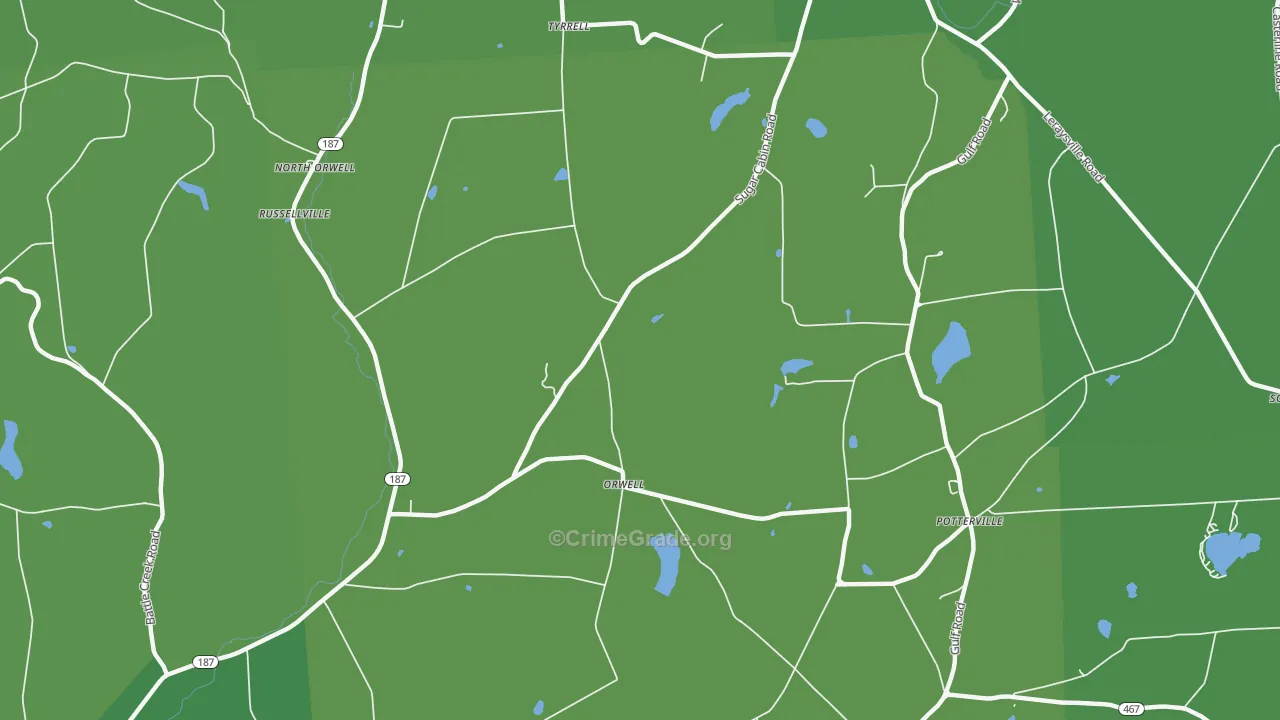 Orwell, PA Map of Vehicle Theft Rates