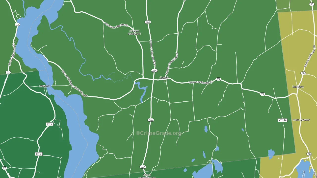 Orwell, VT Map of Vehicle Theft Rates