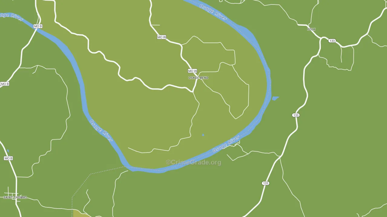 Osage Bend, MO Map of Vehicle Theft Rates