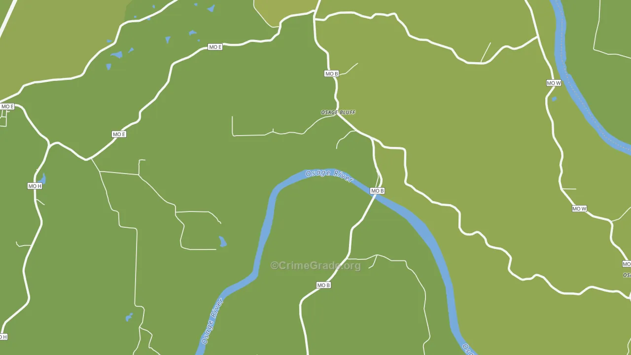 Osage Bluff, MO Map of Vehicle Theft Rates