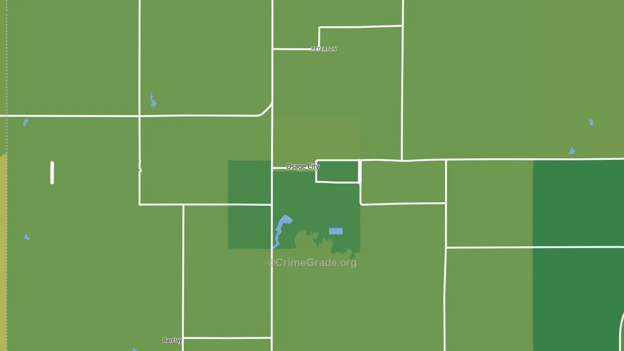 Osage City, KS Map of Vehicle Theft Rates