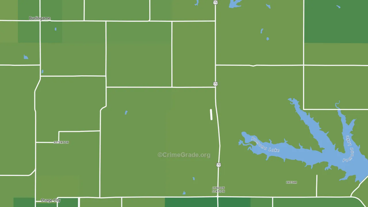 Osage County, KS Map of Vehicle Theft Rates
