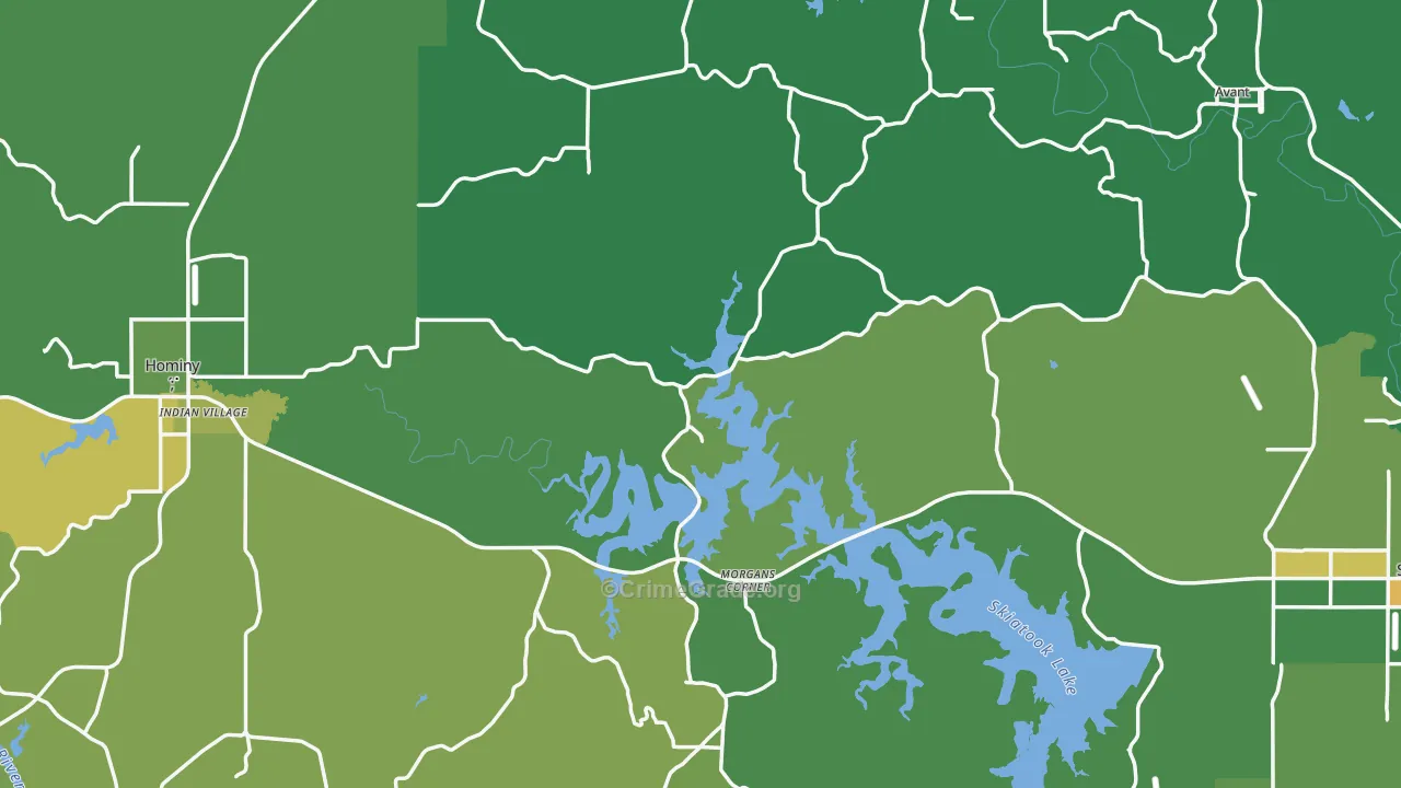Osage County, OK Map of Vehicle Theft Rates