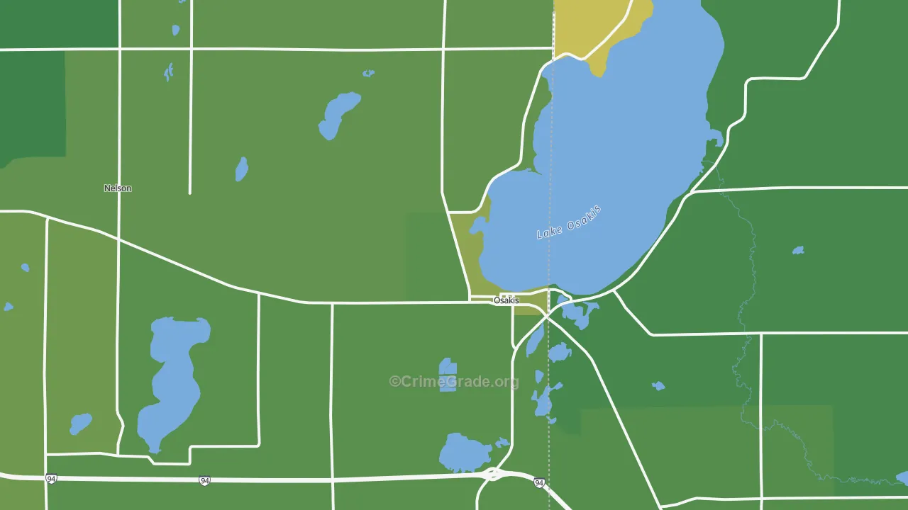 Osakis, MN Map of Vehicle Theft Rates