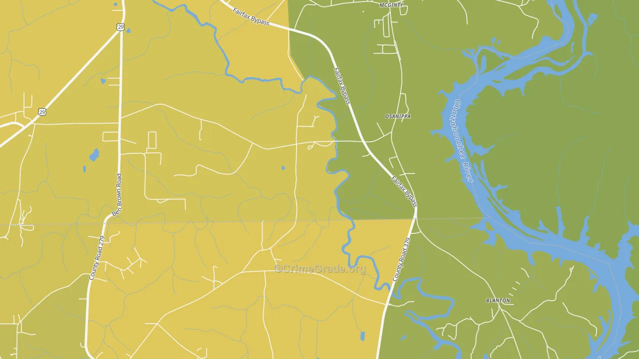 Osanippa, AL Map of Vehicle Theft Rates